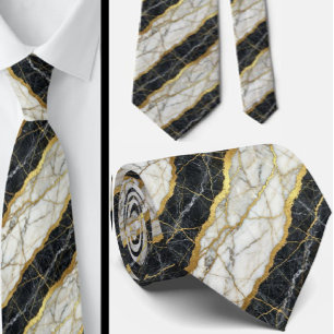 Luxury w/ Confidence   B&W + Gold Wedding & Event  Neck Tie