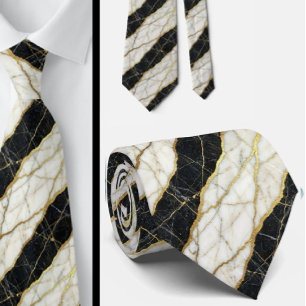 Luxury w/ Confidence   B&W + Gold Wedding & Event  Neck Tie
