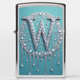 Luxury W Monogram Diamond Accent Gift Zippo Lighter