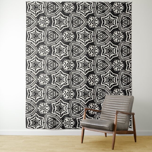 Luxury Wall Tapestry | Checkerboard Fabric Art (In Situ)