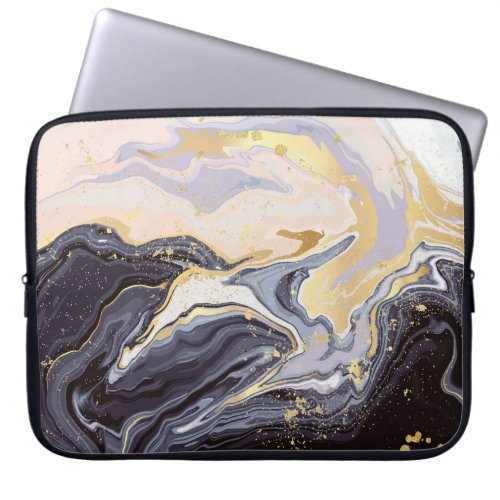 luxury wallpaper Pink and black marble and gold a Laptop Sleeve