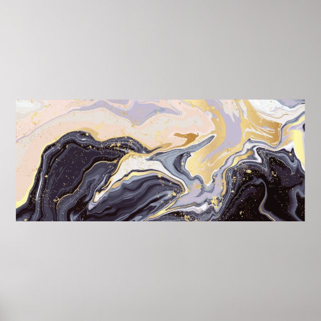 luxury wallpaper. Pink and black marble and gold a Poster (Front)