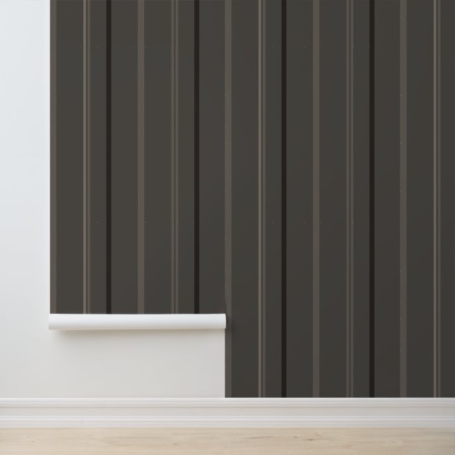 Luxury Warm Charcoal Pinstripe Linen wallpaper  (Application)