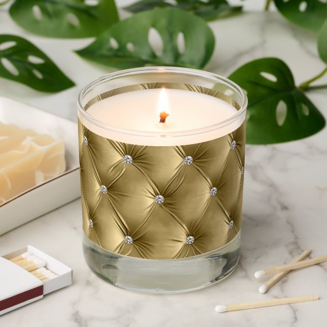 Luxury Warm Gold Faux Velvet Scented Candle (Lit)