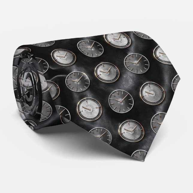 Luxury Watch Dial Pattern Neck Tie (Rolled)