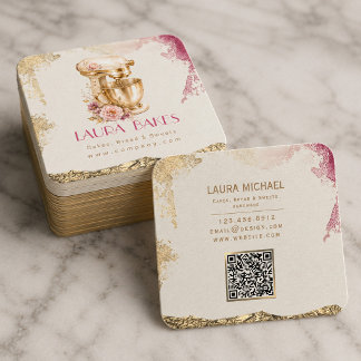 Luxury Watercolor Bakery Business Card