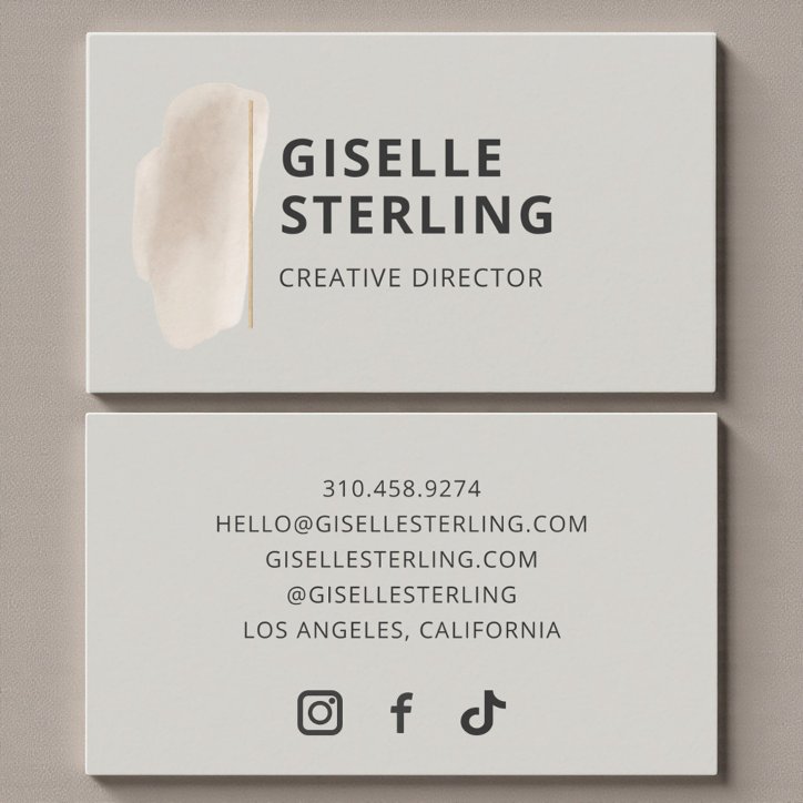 Luxury Watercolor Brushstroke Minimalist Business Card