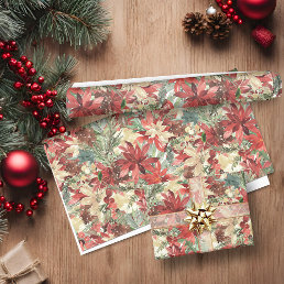 Luxury Watercolor Christmas Holiday Floral Wrapping Paper