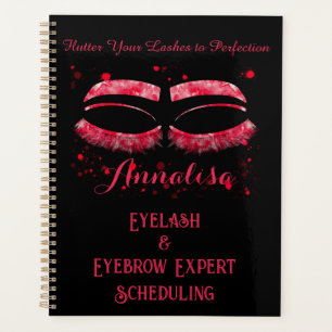 Luxury Watercolor Eyelash & Brow Beauty, Hot Pink Planner