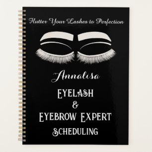 Luxury Watercolor Eyelash & Brow Beauty,Pink White Planner