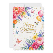 Luxury Watercolor Floral Happy Birthday