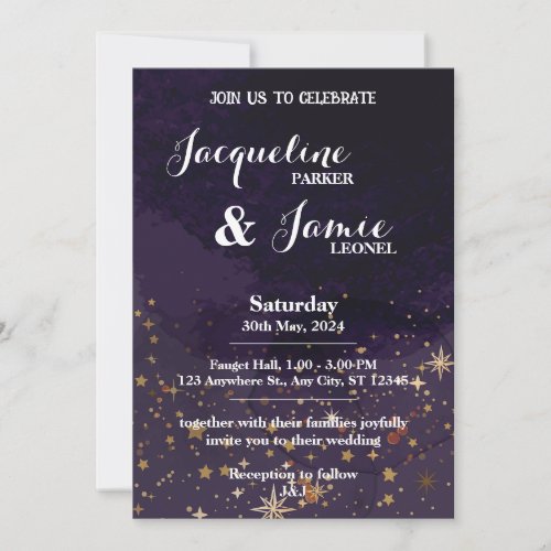 Luxury watercolor galaxy Wedding Invitation