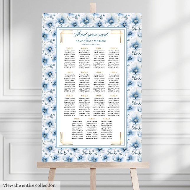 Luxury Watercolor Pastel Blue Gold Seating Chart (Luxury Watercolor Pastel Blue Gold Seating Chart)