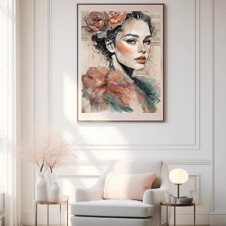 Luxury Watercolor Portrait Wall Art – Elegant 