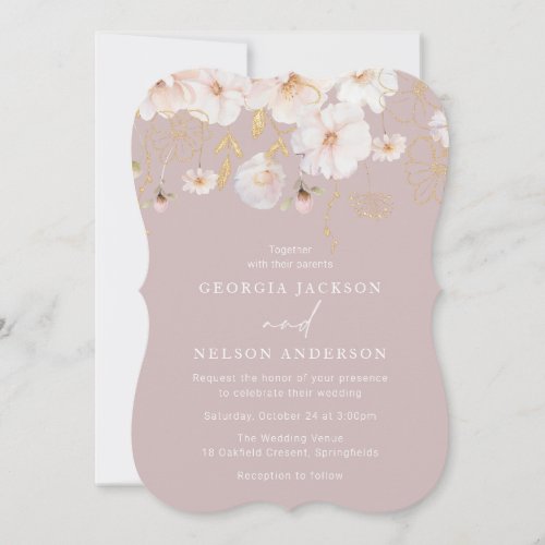 Luxury Watercolor Wildflowers Blush Wedding Invitation