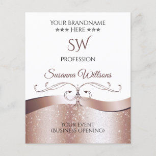 Luxury Wavy Rose Gold Decor White Monogram Flyer