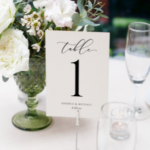 Luxury Wedding Calligraphy Script Table Number
