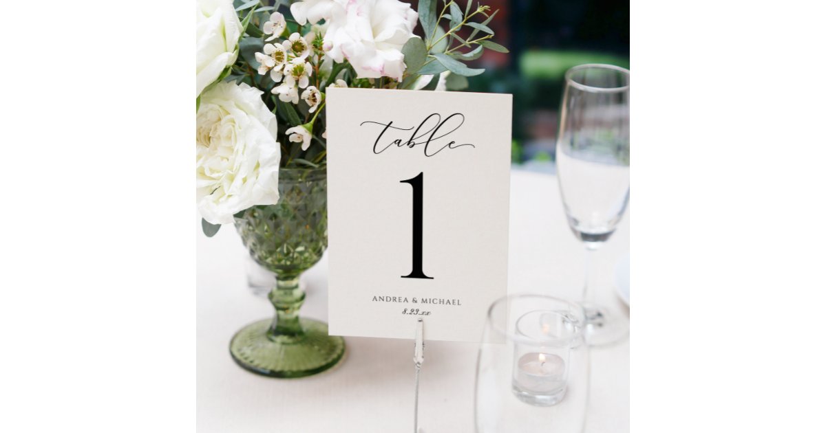 Luxury Wedding Calligraphy Script Table Number | Zazzle