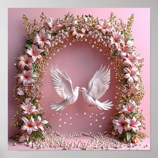 Luxury Wedding Doves Elegant Romantic Art 💍🕊️👑✨ Poster (Front)
