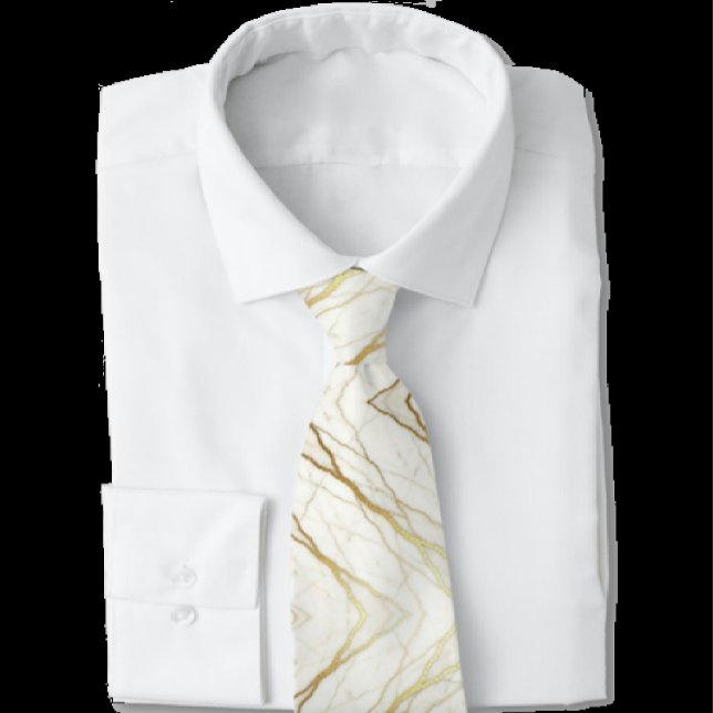 Luxury Wedding & Event Tie | White & Gold Marble  (Creator Uploaded)
