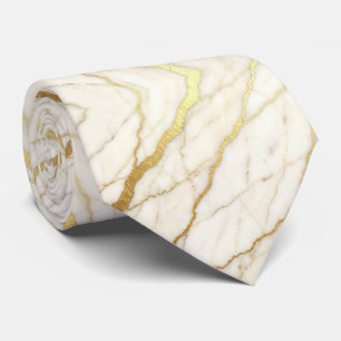 Luxury Wedding & Event Tie   White & Gold Marble 