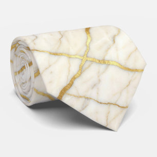 Luxury Wedding & Event Tie   White & Gold Marble 