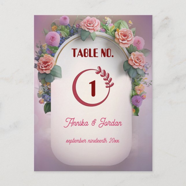 Luxury Wedding Invitation Table Numbers Vintage  (Front)