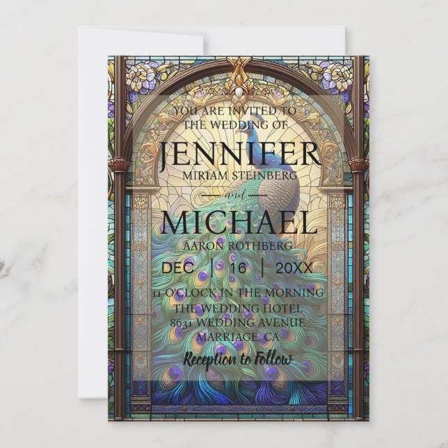 Luxury Wedding: Majestic Peacock Invitations (Front)