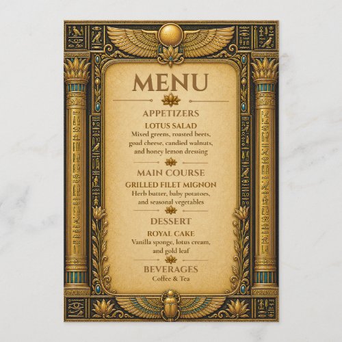 Luxury Wedding Menu Card Museum Gold Inspired