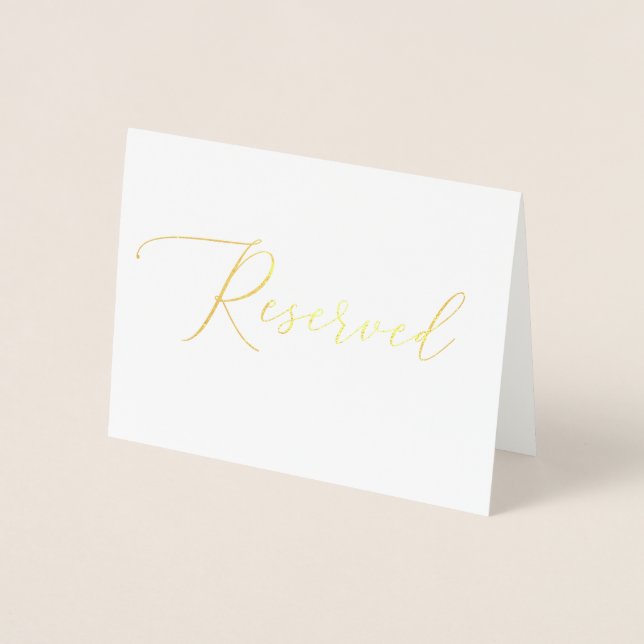 Luxury Wedding Minimalist Gold Reserved Sign Foil Card (Front)