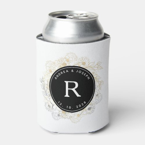 Luxury Wedding Monogram Can Cooler