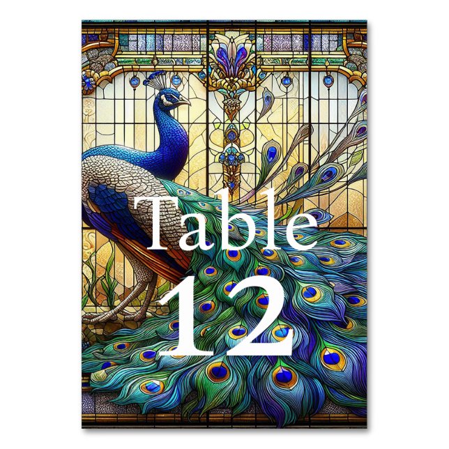 Luxury Wedding: Peacock Table Numbers (Front)