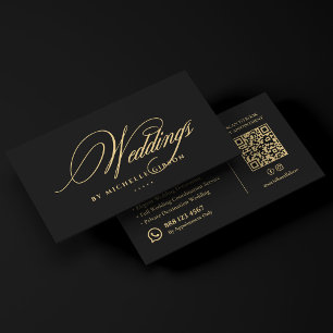 Luxury Wedding Planner Decorator Elegant Black Business Card