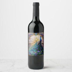 Luxury Wedding: Stained Glass Peacock Wine Labels