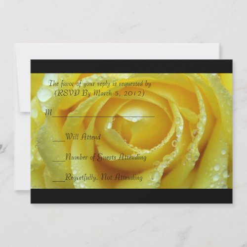 Luxury Wedding Yellow Rose RSVP card