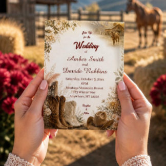 Luxury Western Ranch Wedding Invitation