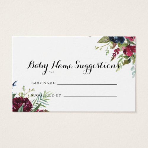 Luxury Whimsical Boho Baby Name Suggestions Card