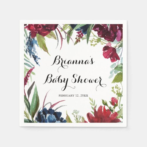 Luxury Whimsical Boho Floral Baby Shower Napkins