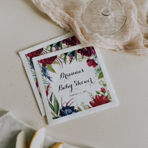 Luxury Whimsical Boho Floral Baby Shower Napkins