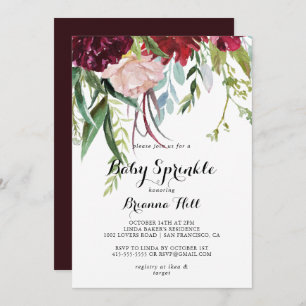 Luxury Whimsical Boho Floral Baby Sprinkle Invitation
