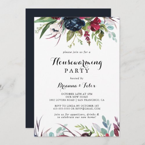Luxury Whimsical Boho Floral Housewarming Party  Invitation