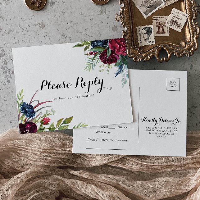 Luxury Whimsical Boho Floral Menu Choice RSVP  (Creator Uploaded)