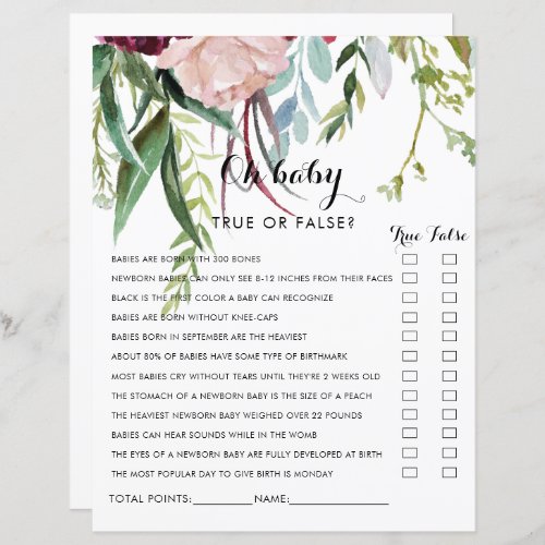 Luxury Whimsical Boho Floral Oh Baby Shower Game