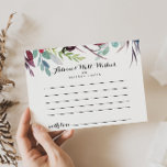 Luxury Whimsical Boho Floral Wedding Advice Card<br><div class="desc">This luxury whimsical boho floral wedding advice card is perfect for a rustic wedding. The design features multicolor rose and peony flowers with green foliage, inspiring natural beauty. These cards are perfect for a wedding, bridal shower, baby shower, graduation party & more. Personalize the cards with the names of the...</div>
