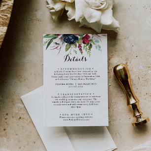 Luxury Whimsical Boho Floral Wedding Details  Enclosure Card