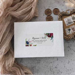 Luxury Whimsical Boho Floral Wedding RSVP Address Label