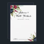 Luxury Whimsical Boho Floral Wedding Well Wishes  Advice Card<br><div class="desc">This luxury whimsical boho floral wedding well wishes advice card is perfect for a rustic wedding. The design features multicolor rose and peony flowers with green foliage, inspiring natural beauty. These cards are perfect for a wedding, bridal shower, baby shower, graduation party & more. Personalize the cards with the names...</div>