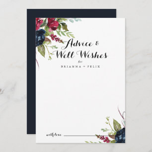 Luxury Whimsical Boho Floral Wedding Well Wishes Advice Card