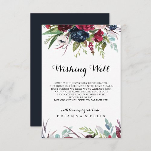 Luxury Whimsical Boho Floral Wedding Wishing Well  Enclosure Card
