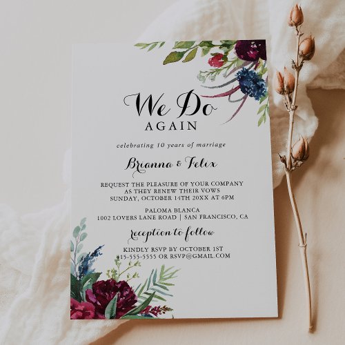 Luxury Whimsical Boho We Do Again Vow Renewal Invitation